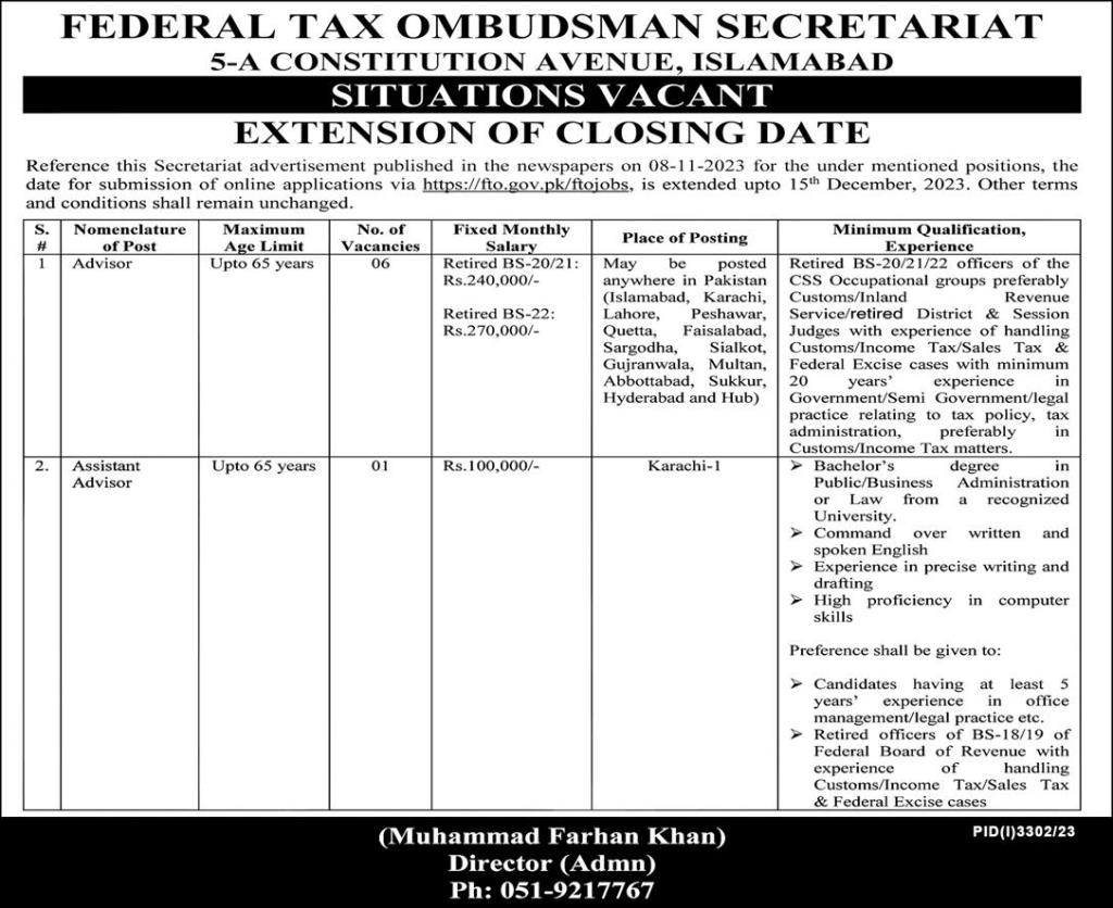 Federal Tax Ombudsman FTO Jobs 2023